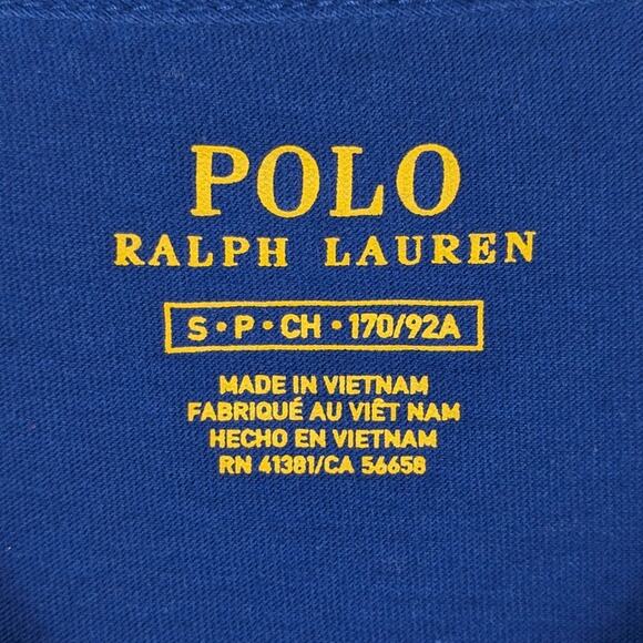 Polo Ralph Lauren Small Blue V Neck T Shirt Orange Pony Logo Classic Fit Cotton - Picture 2 of 4